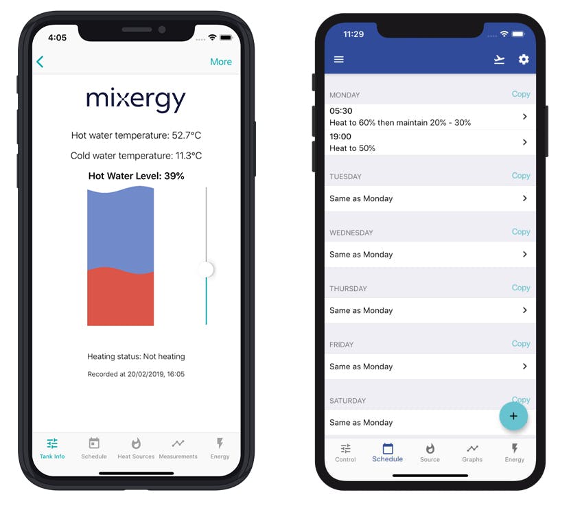 Mixergy Hot Water App